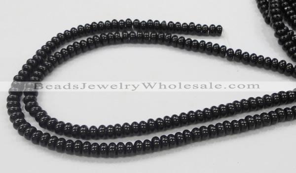 CAB339 15.5 inches 4*8mm rondelle black agate gemstone beads