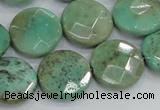 CAB34 15.5 inches 18mm faceted coin green grass agate gemstone beads