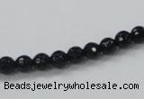 CAB342 15.5 inches 6mm faceted round black agate gemstone beads