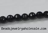 CAB343 15.5 inches 8mm faceted round black agate gemstone beads