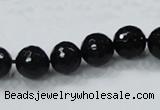 CAB344 15.5 inches 10mm faceted round black agate gemstone beads