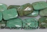 CAB37 15.5 inches 13*18mm faceted rectangle green grass agate beads