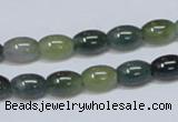 CAB388 15.5 inches 7*10mm rice moss agate gemstone beads wholesale