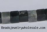 CAB398 15.5 inches 10*10mm cube moss agate gemstone beads wholesale