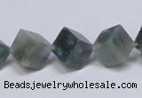 CAB401 15.5 inches 10*10mm inclined cube moss agate gemstone beads