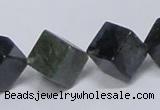 CAB402 15.5 inches 12*12mm inclined cube moss agate gemstone beads