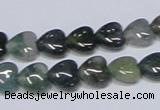 CAB405 15.5 inches 10*10mm heart moss agate gemstone beads wholesale