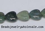 CAB407 15.5 inches 14*14mm heart moss agate gemstone beads wholesale