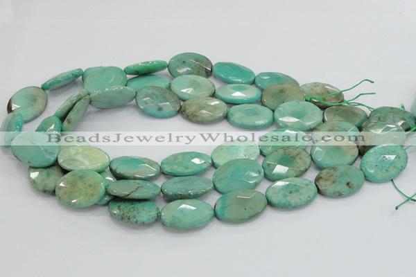 CAB41 15.5 inches 18*25mm faceted oval green grass agate beads