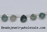 CAB414 15.5 inches 7*9mm flat teardrop moss agate gemstone beads