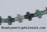 CAB415 15.5 inches 10*10mm cross moss agate gemstone beads