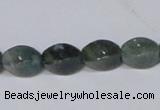 CAB420 15.5 inches 8*12mm twisted rice moss agate gemstone beads