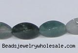 CAB421 15.5 inches 8*16mm twisted rice moss agate gemstone beads