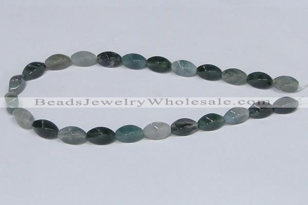 CAB421 15.5 inches 8*16mm twisted rice moss agate gemstone beads