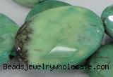 CAB44 15.5 inches 30*40mm faceted oval green grass agate beads