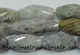 CAB567 15.5 inches 15*28mm faceted rice silver needle agate beads