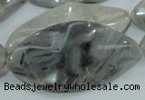 CAB577 15.5 inches 25*50mm wavy marquise silver needle agate beads