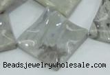 CAB584 15.5 inches 30*30mm wavy diamond silver needle agate beads