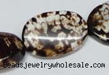 CAB634 15.5 inches 20*30mm twisted oval leopard skin agate beads