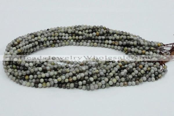 CAB65 15.5 inches 4mm round silver needle agate gemstone beads