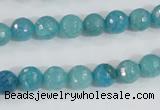 CAB653 15.5 inches 8mm faceted round fire crackle agate beads