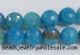 CAB655 15.5 inches 12mm faceted round fire crackle agate beads