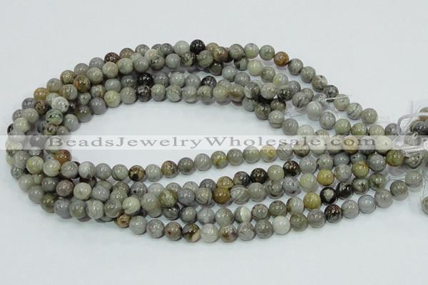 CAB67 15.5 inches 8mm round silver needle agate gemstone beads