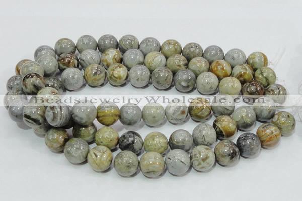 CAB70 15.5 inches 16mm round silver needle agate gemstone beads