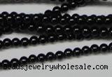 CAB720 15.5 inches 3mm round black agate gemstone beads wholesale