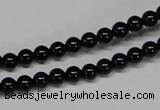 CAB722 15.5 inches 5mm round black agate gemstone beads wholesale