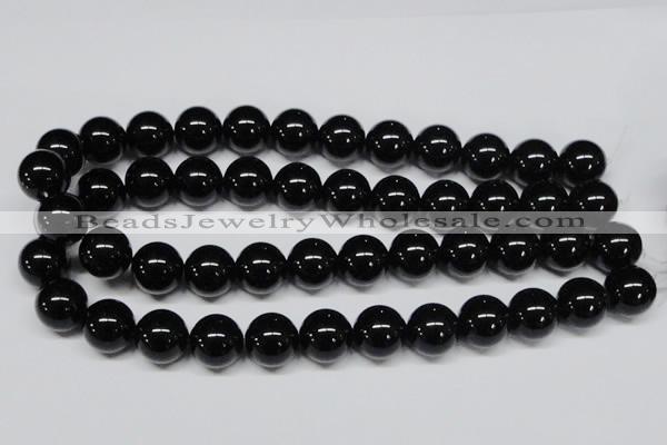 CAB728 15.5 inches 16mm round black agate gemstone beads wholesale