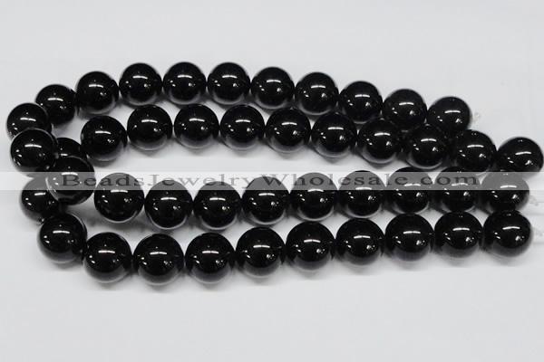 CAB729 15.5 inches 18mm round black agate gemstone beads wholesale