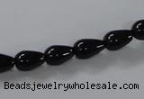 CAB733 15.5 inches 7*10mm teardrop black agate gemstone beads