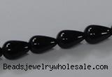 CAB735 15.5 inches 8*12mm teardrop black agate gemstone beads