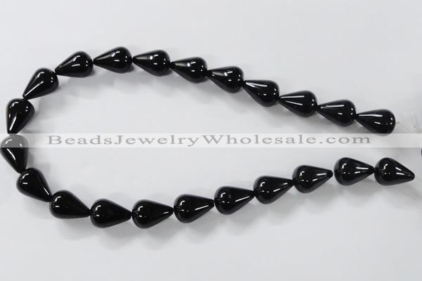 CAB738 15.5 inches 13*18mm teardrop black agate gemstone beads