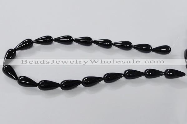 CAB739 15.5 inches 10*22mm teardrop black agate gemstone beads