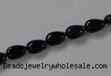 CAB744 15.5 inches 6*8mm flat teardrop black agate gemstone beads