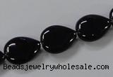 CAB746 15.5 inches 12*16mm flat teardrop black agate gemstone beads