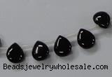 CAB753 15.5 inches 8*10mm top-drilled flat teardrop black agate beads