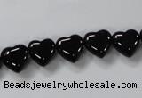 CAB755 15.5 inches 10*10mm top-drilled heart black agate beads