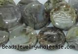 CAB76 15.5 inches 20mm flat round silver needle agate gemstone beads