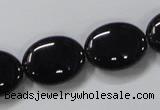 CAB761 15.5 inches 15*20mm oval black agate gemstone beads wholesale