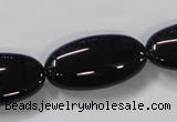 CAB763 15.5 inches 15*30mm oval black agate gemstone beads wholesale