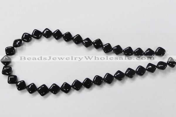 CAB765 15.5 inches 10*10mm diamond black agate gemstone beads