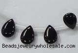 CAB771 15.5 inches 9*13mm top-drilled flat teardrop black agate beads