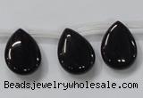 CAB772 15.5 inches 15*20mm top-drilled flat teardrop black agate beads