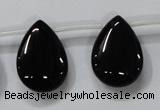 CAB773 15.5 inches 18*25mm top-drilled flat teardrop black agate beads