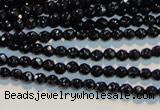 CAB781 15.5 inches 3mm faceted round black agate gemstone beads