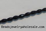 CAB789 15.5 inches 4*6mm faceted rice black agate gemstone beads