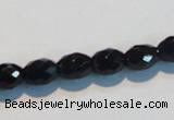 CAB790 15.5 inches 8*10mm faceted rice black agate gemstone beads